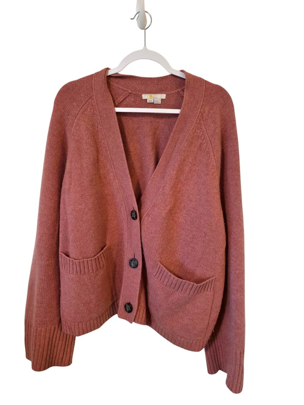 Boden Womens Cashmere Cardigan Sweater Plus Size 20/22 Rose Pink